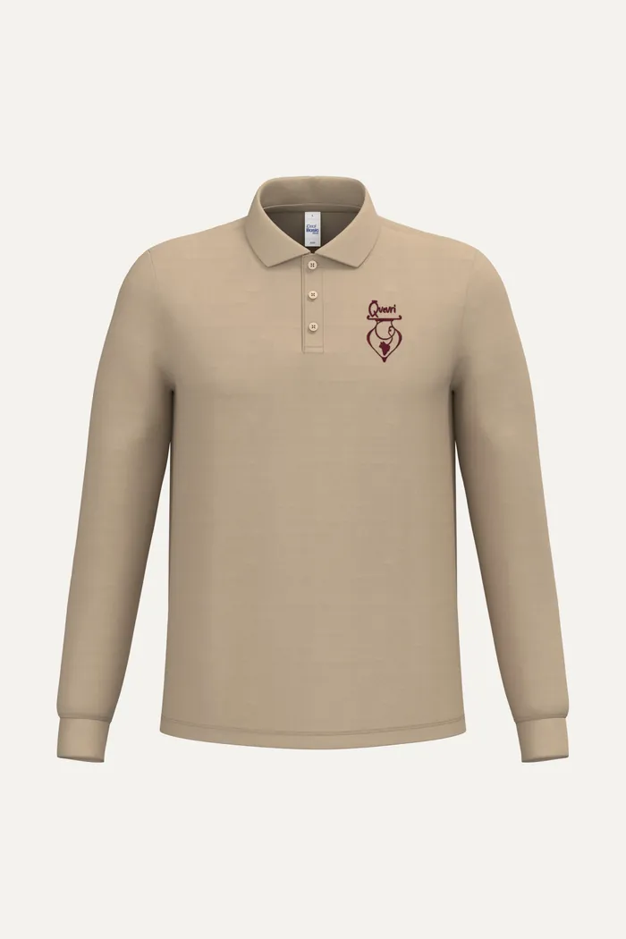 Beiges Polo mit bordeaux Stick
