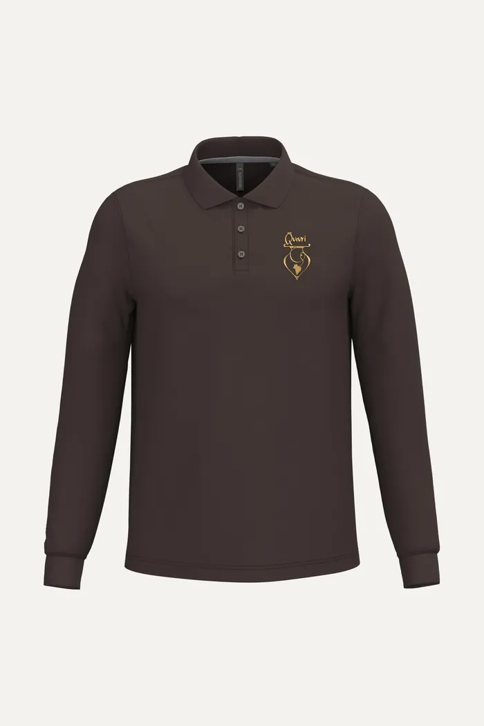 Braunes Polo mit goldenem Stick